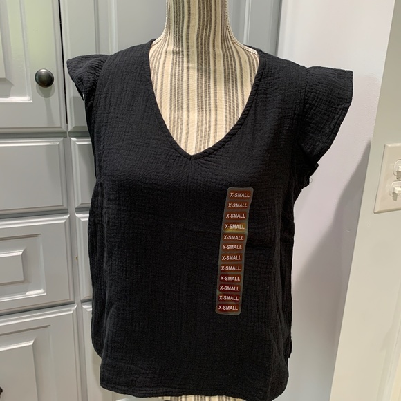 Three Dots Double Gauze Top, Black, Various Sizes, NWT - Picture 1 of 7